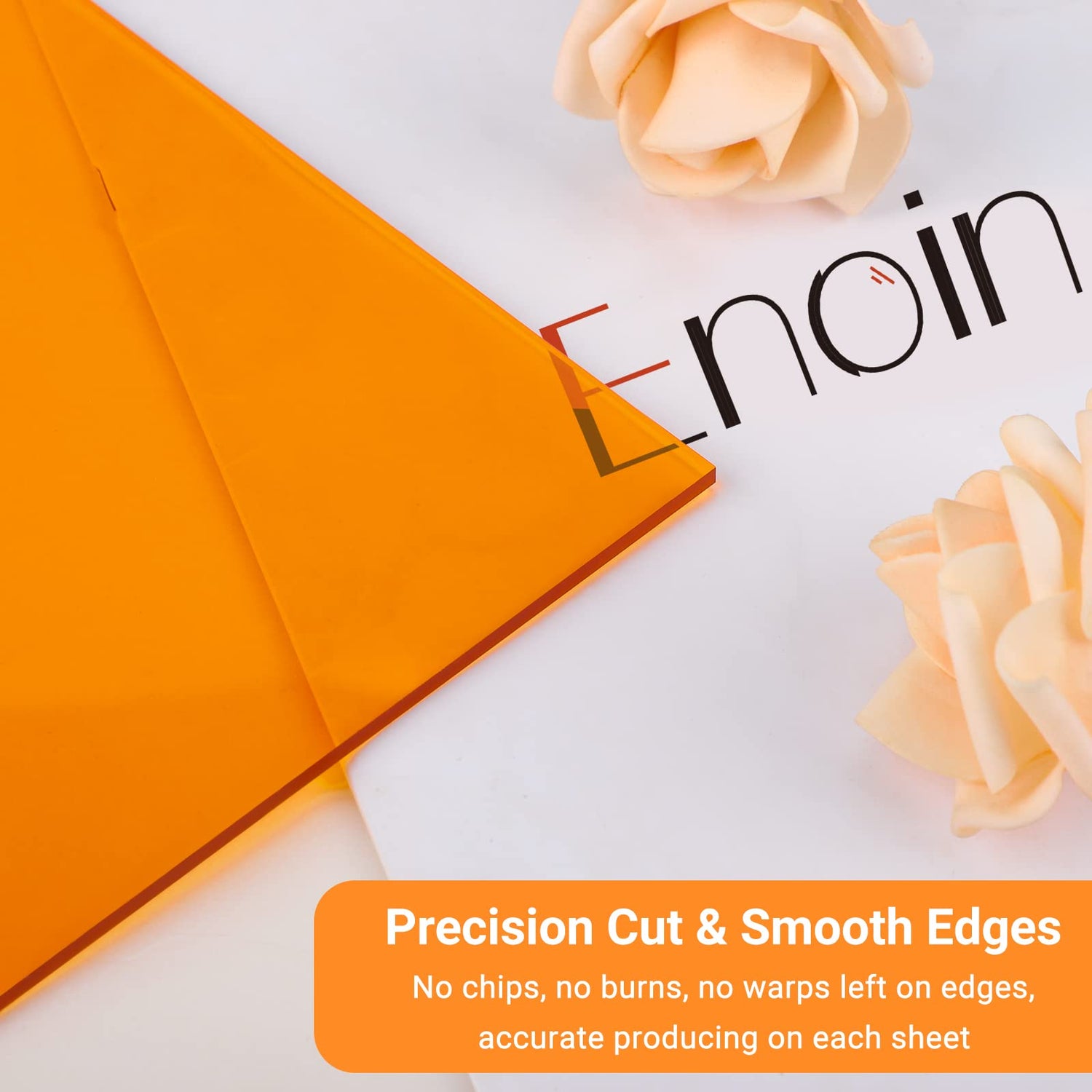 Enoin 1 Pack 12x16 Inches Orange Translucent Acrylic/Plexiglass Sheet 0.118'' 1/8 Thick, Plastic Sheet Colored Board Panel for Glass, DIY, Painting, Enoin