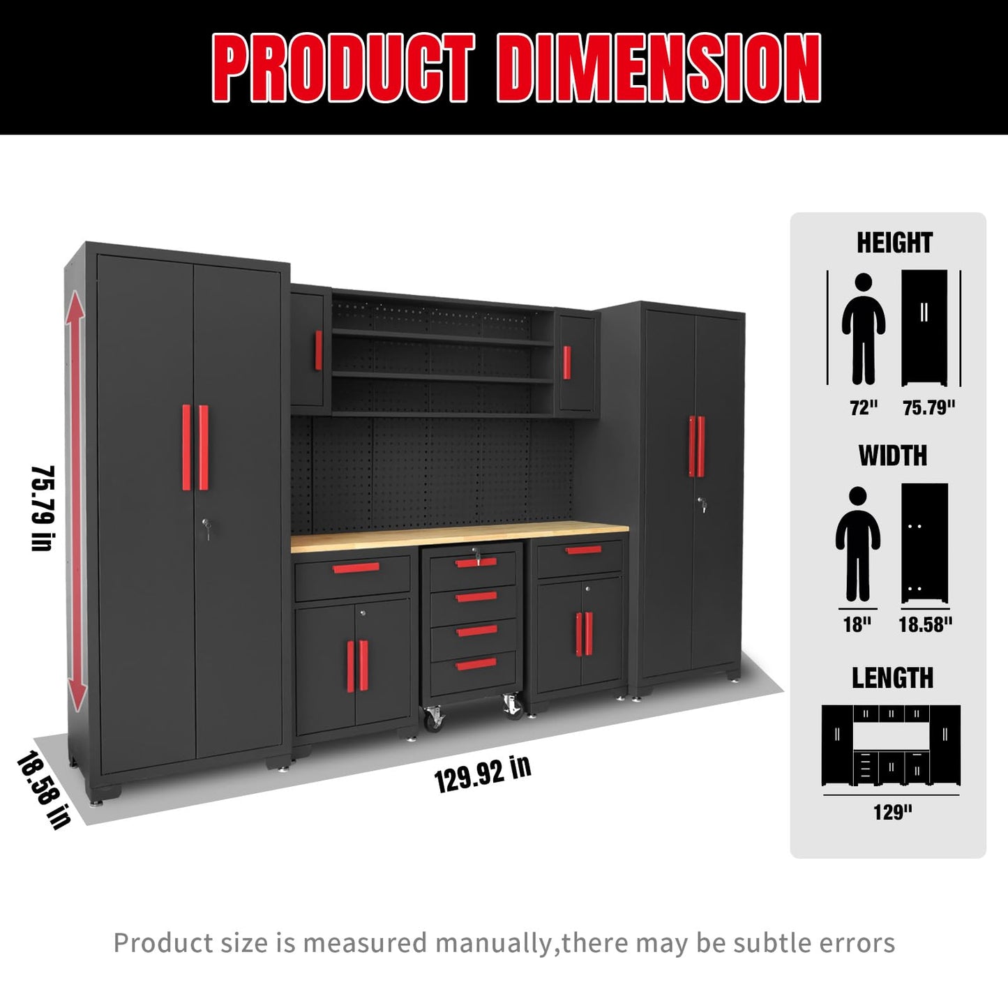 GSTANDARD Cabinets Storage System, Includes Drawers, Rolling Chest and Pegboard-Perfect for Organizing Garage and Tools 8 Piece Gabinets Set, 18.58" - WoodArtSupply