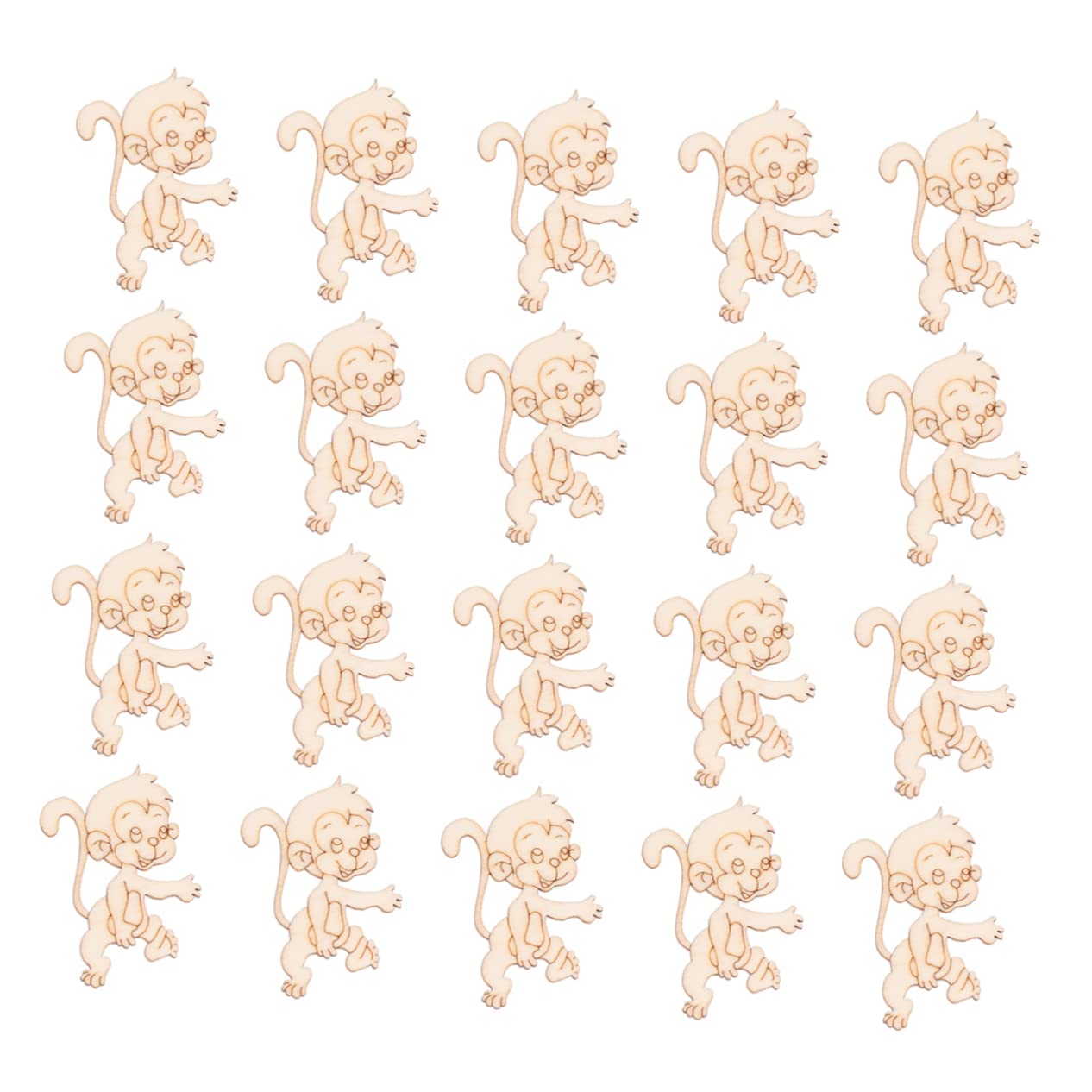 SEWACC 40 Pcs Unfinished Wood Monkey Cutout Shapes Wood Cutouts for DIY Crafts Wood Letters Crafts Dining Table Decor Desk Topper Unfinished Wooden SEWACC