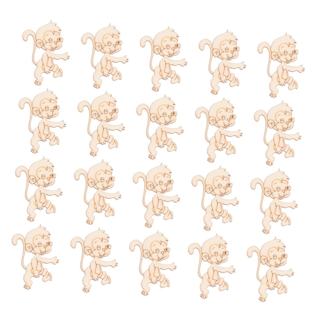 SEWACC 40 Pcs Unfinished Wood Monkey Cutout Shapes Wood Cutouts for DIY Crafts Wood Letters Crafts Dining Table Decor Desk Topper Unfinished Wooden SEWACC