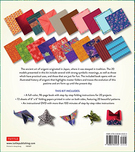 Japanese Origami for Beginners Kit: 20 Classic Origami Models: Kit with 96-page Origami Book, 72 Origami Papers and Instructional DVD: Great for Kids