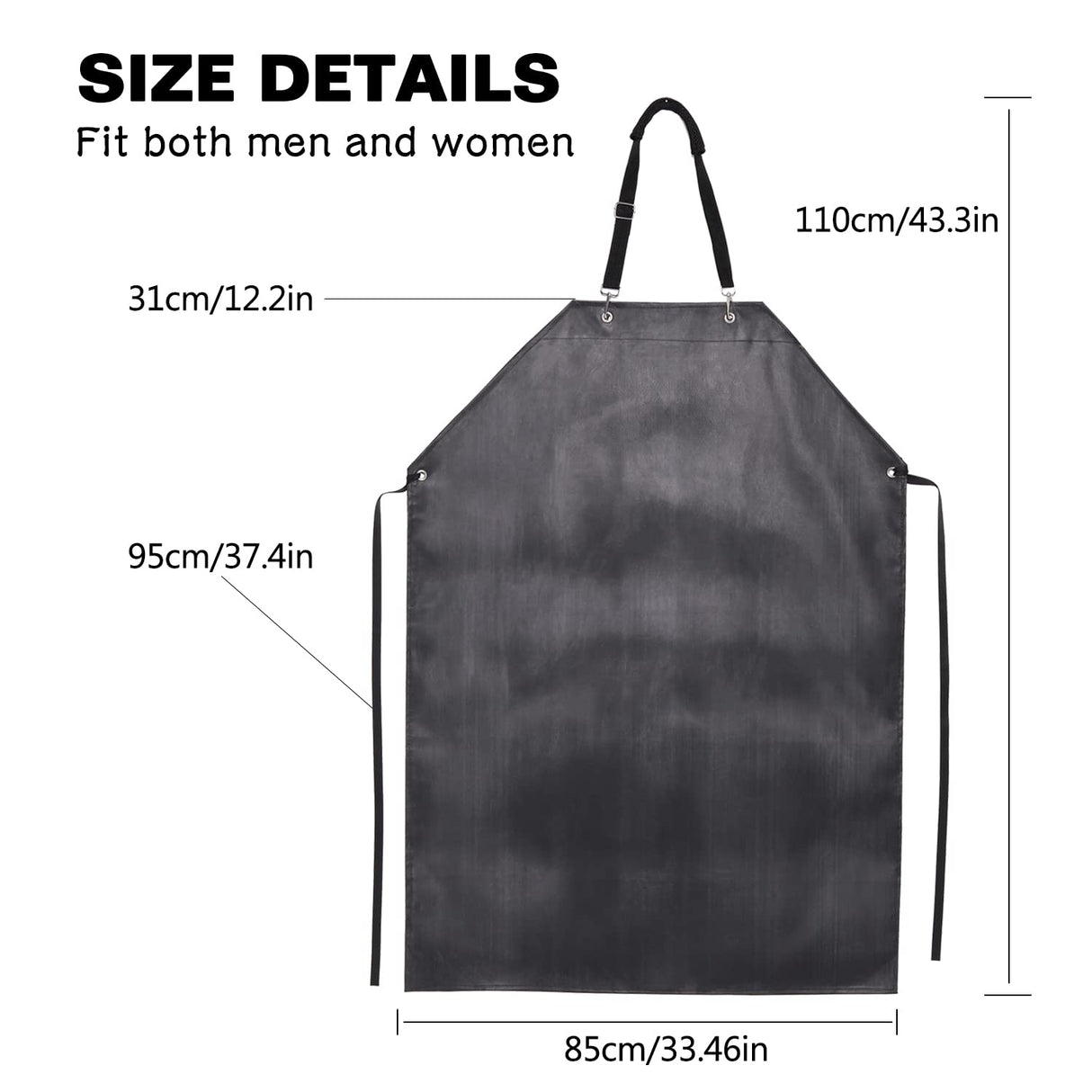 Thick Waterproof Rubber Black Vinyl Apron for Men 39" Heavy Duty Long Chemical Resistant Industrial Work Apron Adjustable Plastic Aprons for Homsolver