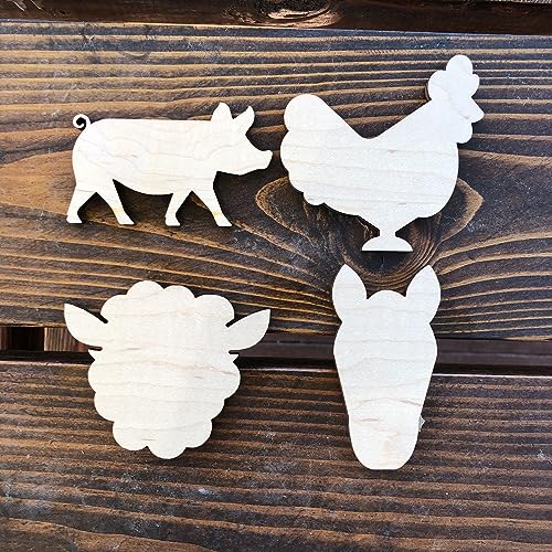 Unfinished Wooden Farm Animal Silhouette DIY Kit for Easy Painting for Wreath, Sign, Home Decor, Wall Art (Chicken) AVTRBoutique