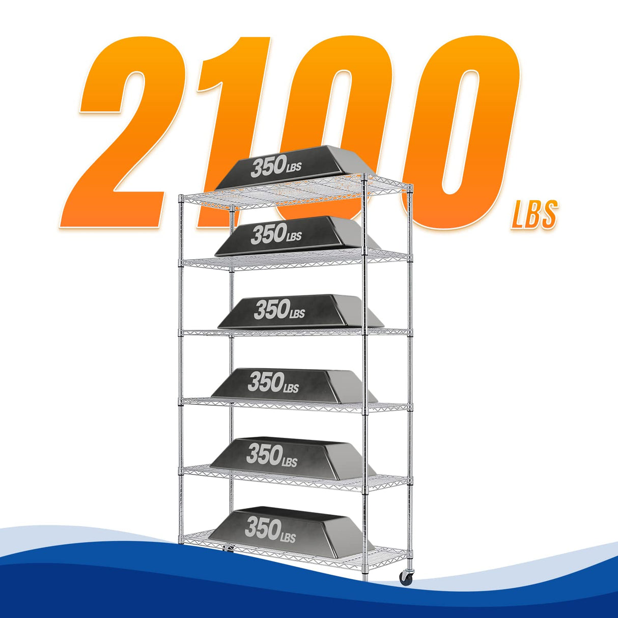 48 Lx18 Wx72 H Wire Shelving Unit Heavy Duty Height Adjustable NSF Certification Utility Rolling Steel Commercial Grade with Wheels for Kitchen BestOffice