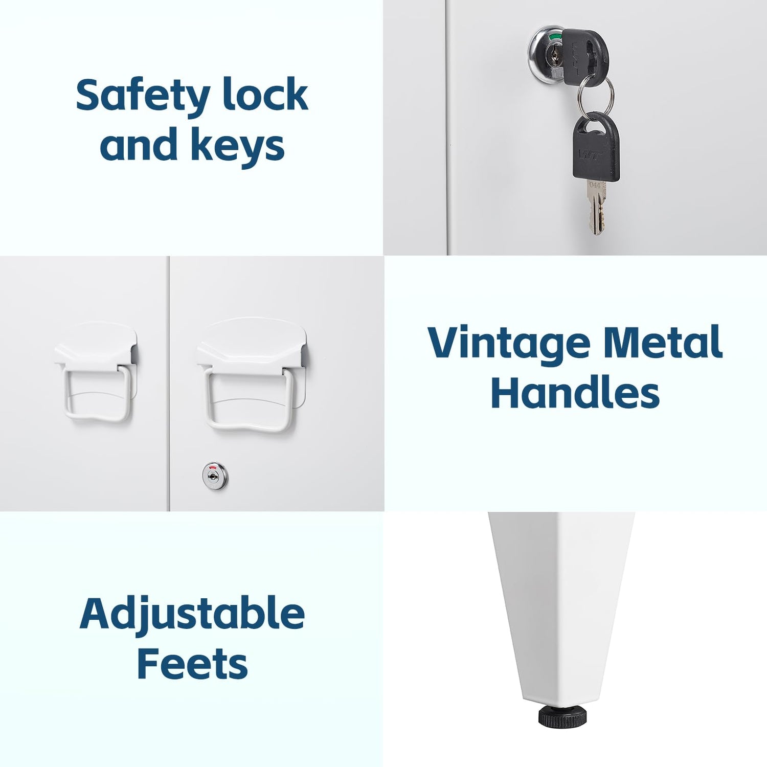 MIIIKO Metal Locker with 2 Doors, White Storage Sideboard Accent Cabinets for Kitchen, Pantry, Home Office and Bedroom MIIIKO