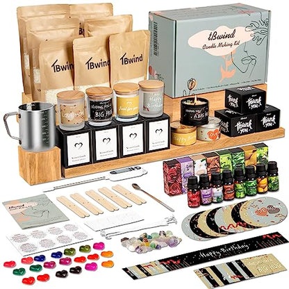 TBWIND Candle Making Kit, Soy Candle Making Supplies DIY Candle Craft Tools for Adults, Kids, Beginners with 8 Pleasant Scents, Melting Pot, Wicks, - WoodArtSupply