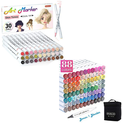 Shuttle Art Art Markers Bundle - 88 Colors Alcohol Markers + 30 Colors –  WoodArtSupply