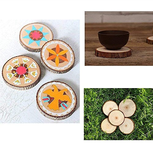 William Craft Unfinished Natural Wood Slices 20 Pcs 2.75-3.1 inch Wood Coaster Pieces Craft Wood kit Circles Crafts Christmas Ornaments DIY Crafts William Craft