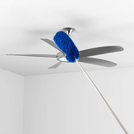 Ceiling Fan Duster with Extension Pole, Cobweb & Corner Brush Cleaning Kit w 2 Duster Heads for Cleaning,15-100 Inch Long Handle Aluminum Telescoping ZZ LAZYCOTTAGE