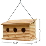 STARSWR Bird Houses for Outside,Outdoor Bird House Room for 3 Bird Families 3 Hole Bluebird Finch Cardinals Hanging Birdhouse STARSWR