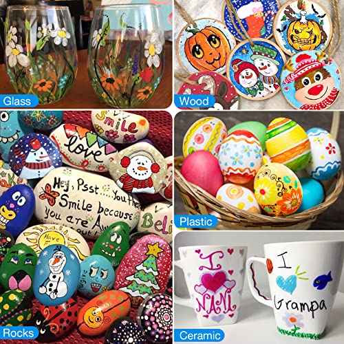 JR.WHITE Acrylic Paint Pens Paint Markers Set of 24: Extra Fine Point Acrylic Markers For Rock Painting Wood Glass Fabric Ceramic For Adults Kids Art JR.WHITE