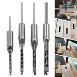 WSOOX Square Hole Drill Bits for Wood, Woodworking Hole Saw Mortising Chisel Drill Bits (Size: 1/4 inch, 5/16 inch, 3/8 inch, 1/2 inch) WSXTOOL