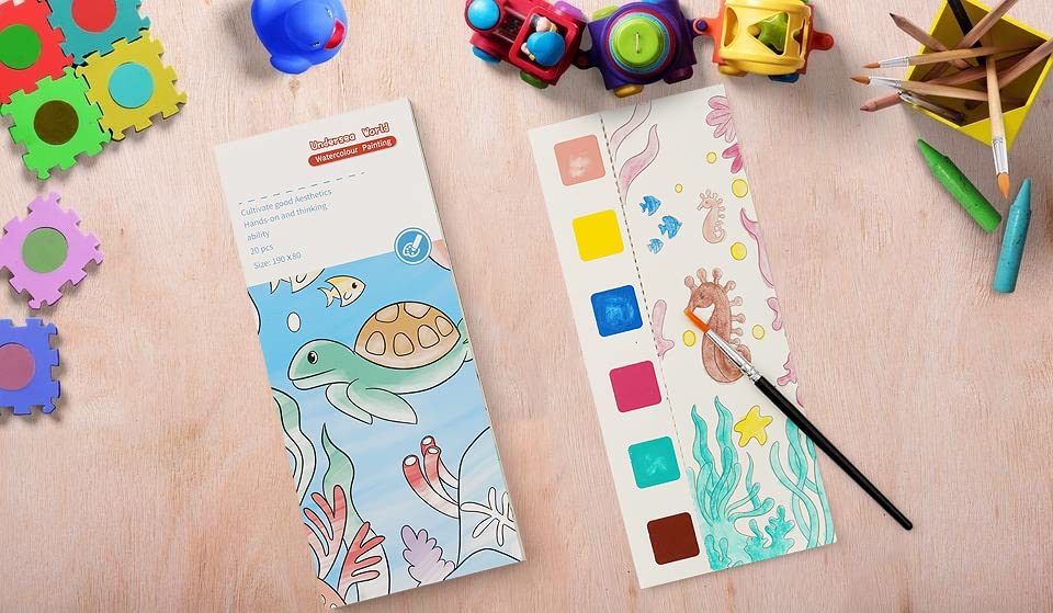 Pocket Watercolor Painting Book,Watercolor Painting,Travel Art Kit,Pocket Watercolor Painting Book for Kids,Watercolor Painting Book,Paintings
