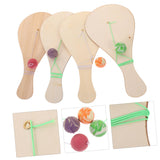 NOLITOY 6pcs White Billet Wooden Racket Unfinished Fraternity Paddle Wooden Paddle Game Bat and Ball on Elastic Wood for Maker Brain Toy Toys for NOLITOY