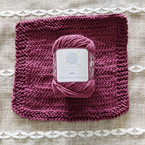 Mindfulness Flora Beginners Knitting Kit, Includes 100% Cotton Knitting Yarn, Circular Knitting Needles, Yarn Needle - Make Washcloths - Knit kit for mindfulknits