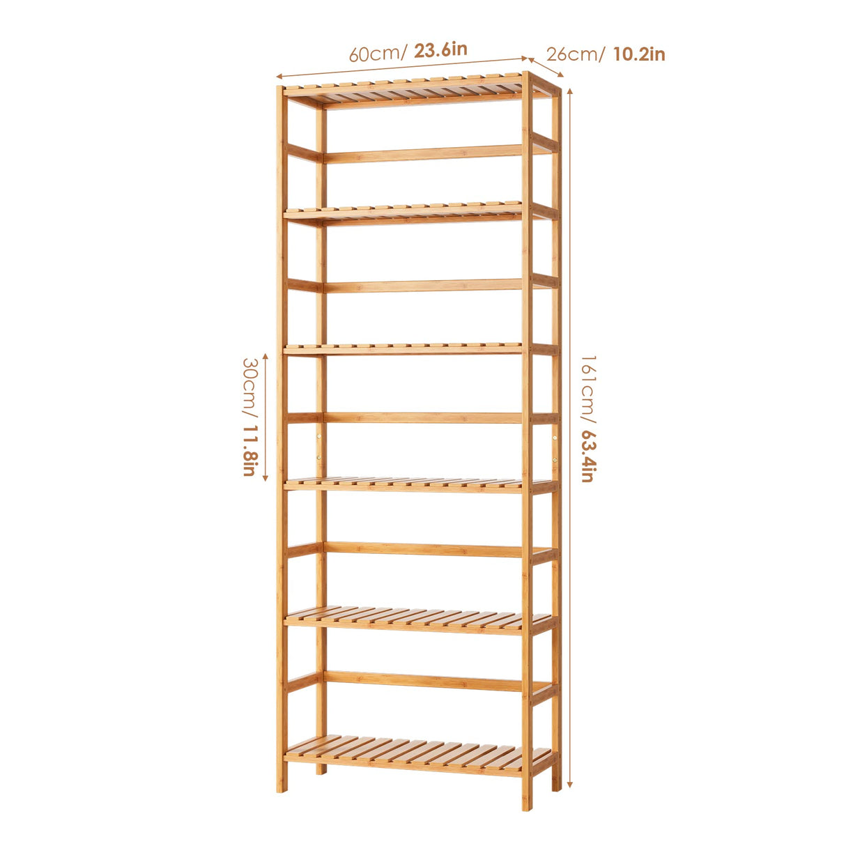 FOTOSOK 6-Tier Adjustable Bamboo Shelf Bookcase – Elegant Free Standing Storage Unit for Home & Garden FOTOSOK