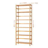 FOTOSOK 6-Tier Adjustable Bamboo Shelf Bookcase – Elegant Free Standing Storage Unit for Home & Garden FOTOSOK