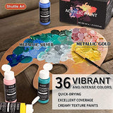 Shuttle Art Acrylic Paint Bundle, Set for 36 Colors Acrylic Paint in Bottles (60ml/2oz) + 20 Colors Metallic Acrylic Paint (60ml/2oz) Shuttle Art