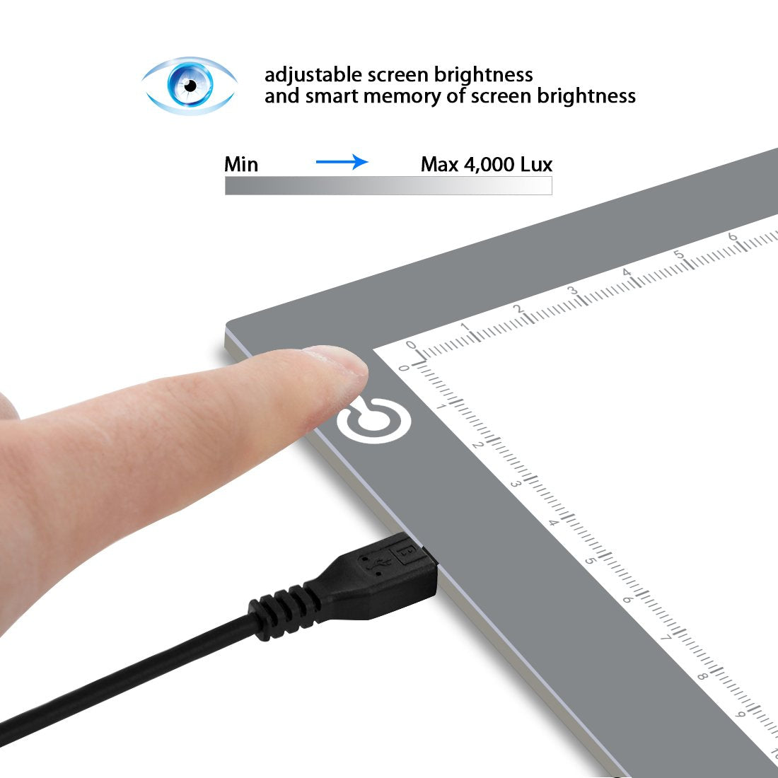 LitEnergy Portable A4 LED Copy Board Light Tracing Box, Silver Ultra-Thin Adjustable USB Power Artcraft LED Trace Light Pad for Tattoo Drawing, LitEnergy
