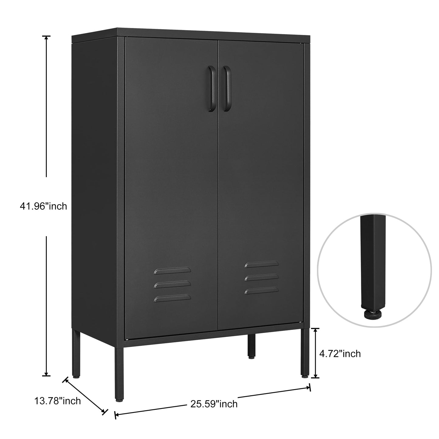 GREATMEET Metal Storage Cabinet, Multipurpose Storage Rack, 2 Door Metal Cabinets, Bathroom Freestanding Storage Cabinet with 2 Adjustable Shelves