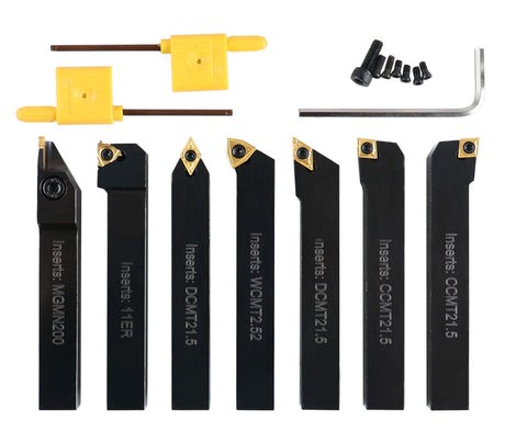 Accusize Industrial Tools 7 Pieces/Set 1/2'' Indexable Carbide Turning Tool Set in Fitted Box, 2387-2004 Accusize Industrial Tools