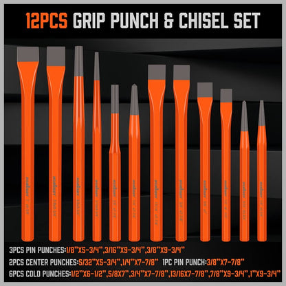 HORUSDY 28-Piece Heavy Duty Punch and Chisel Set, Including Taper Punch, Cold Chisels, Pin Punch, Center Punch - WoodArtSupply