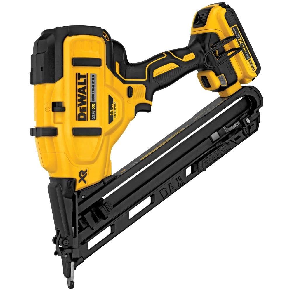 DEWALT 20V MAX Finish Nailer Kit, Angled, 15GA, Battery, Charger & Bag (DCN650D1) DEWALT