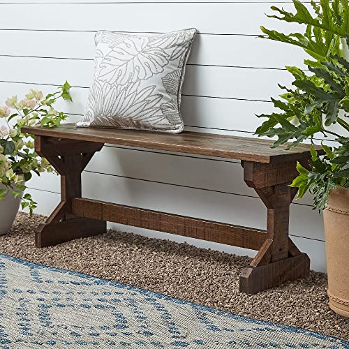 Backyard Discovery Garden Farmhouse Wood Bench, Indoor and Outdoor Accent, Walkway, Gardens, Patio, Porch, Walnut Backyard Discovery