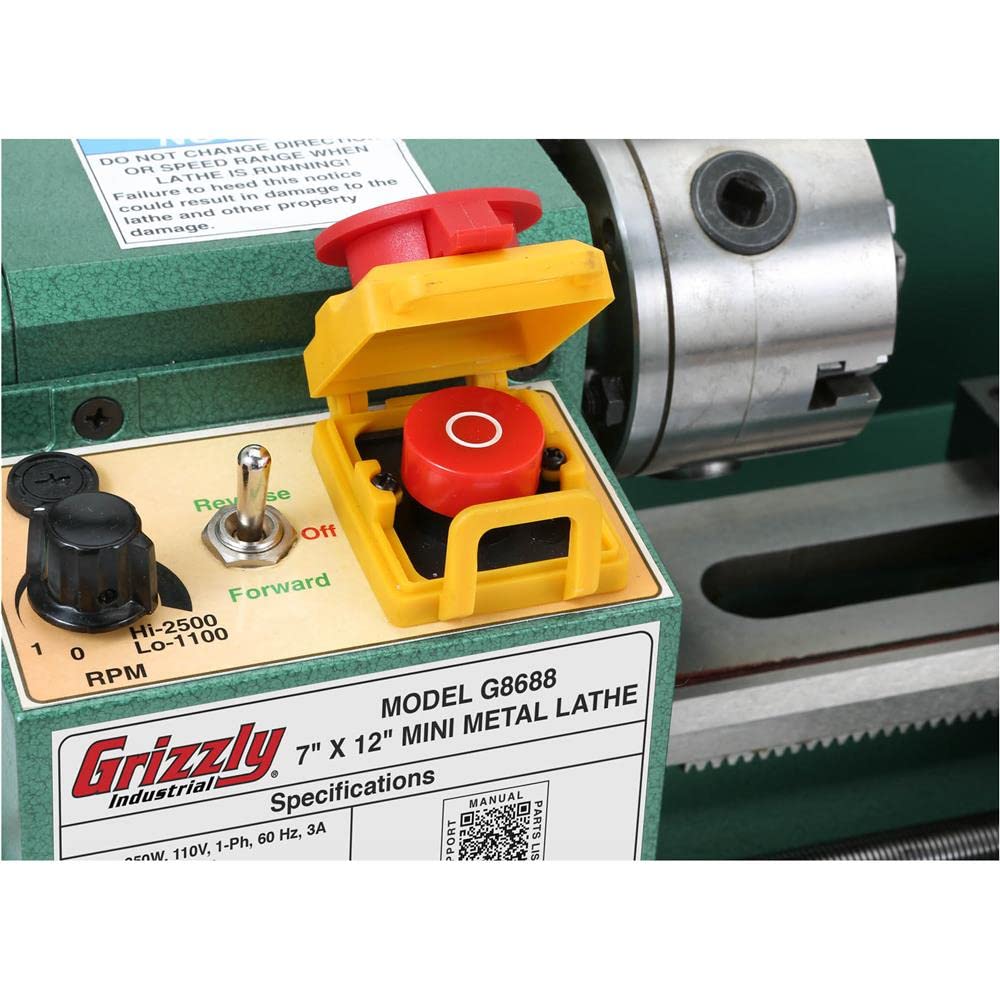 Grizzly Industrial G8688-7" x 12" Mini Metal Lathe - WoodArtSupply