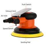 ZHONGAN 6" Pneumatic Air Random Orbital Sander for Wood Working, Heavy Duty Pneumatic Polishing Tool ZHONG AN