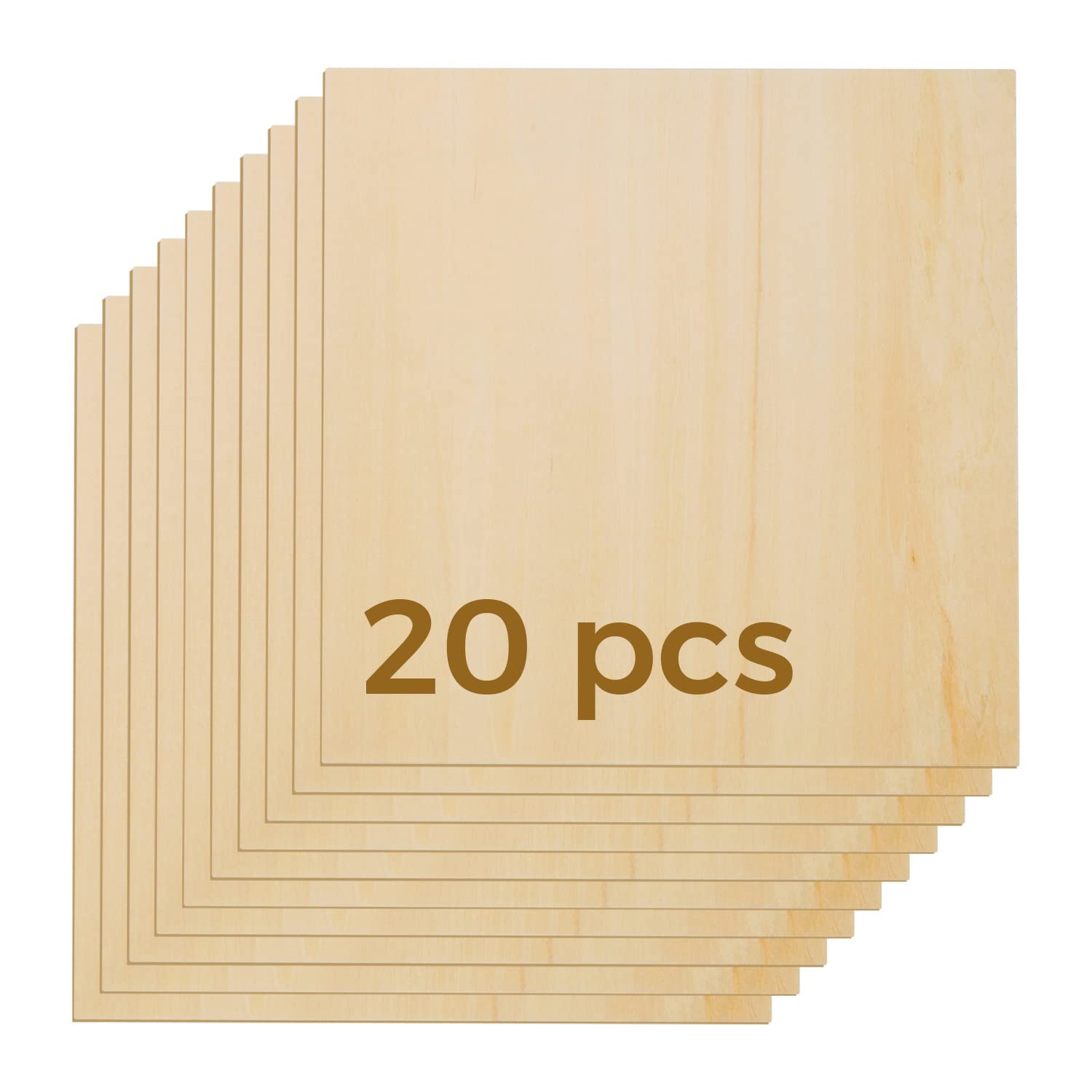 OUYZGIA 20 Pcs 3mm Basswood Plywood Sheets 11.8x11.8x1/8” for Laser Cutting Engraving Unfinished Thin Wood Sheets DIY Craft Painting Modeling OUYZGIA