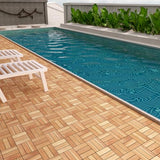 TimberWave Pack of 20 Deck Tiles, Solid Acacia Wood Floor Tiles, Patio Tiles Outdoor Interlocking Waterproof All Weather (12"x12" - 12 Slat, Golden TimberWave