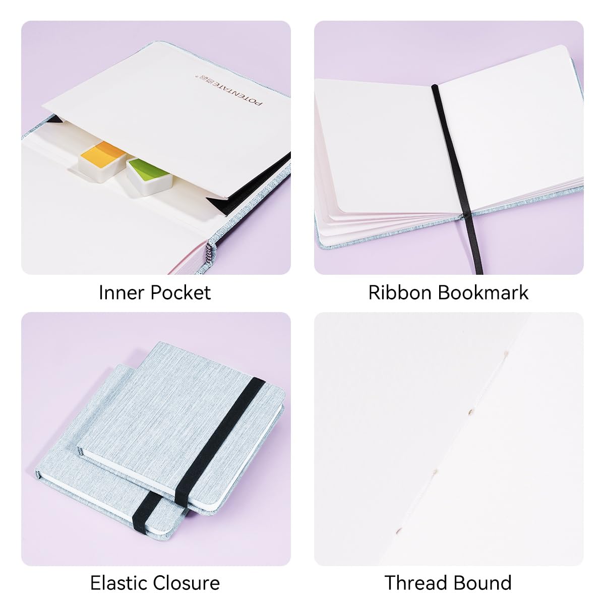 Lightwish Square Watercolor Journal,100% Cotton,300gsm/140lb,Acid-Free,24 Sheets Hot Press Watecolor Paper Sketchbook for Artists Adults Students,4.7 LIGHTWISH