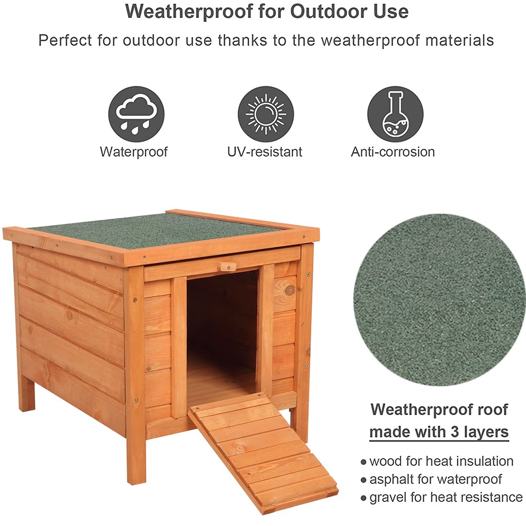 Cat House Outside, Weatherproof Wooden Bunny Rabbit Cat Hutch Outdoor Pet Cage Shelter Feral Cat House, Small Pet House and Habitats - WoodArtSupply