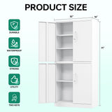 Letaya Metal Storage Cabinet with Lock Door, Adjustable Shelf Steel Cabinets for Office, Home,Pantry,Kitchen,Garage Utility Cabinet (4 Door-White) Letaya