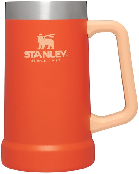 Stanley Adventure Big Grip Beer Stein, 24oz Stainless Steel Beer Mug, Double Wall Vacuum Insulation, Tigerlily STANLEY