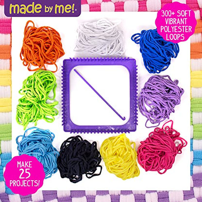 Made By Me Ultimate Weaving Loom, Includes 378 Craft Loops & 1 Weaving Loom with Tool, Makes 25 Projects, 9 Rainbow Colors of Weaving Loops, Hook &