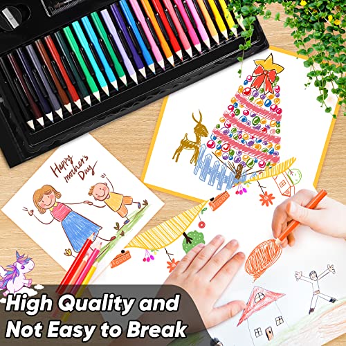 Soucolor Art Supplies, 283 Pieces Drawing Set Art Kits with Trifold Easel, 2 Drawing Pads, 1 Coloring Book, Crayons, Pastels, Arts and Crafts Gifts Soucolor