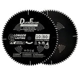 DuraForce 10 Inch 80 Tooth Professional Fine Finish ATB Saw Blade with 5/8 Inch Arbor & DuraGuard Anti-Stick Coating for Miter Saws and Table Saws DuraForce