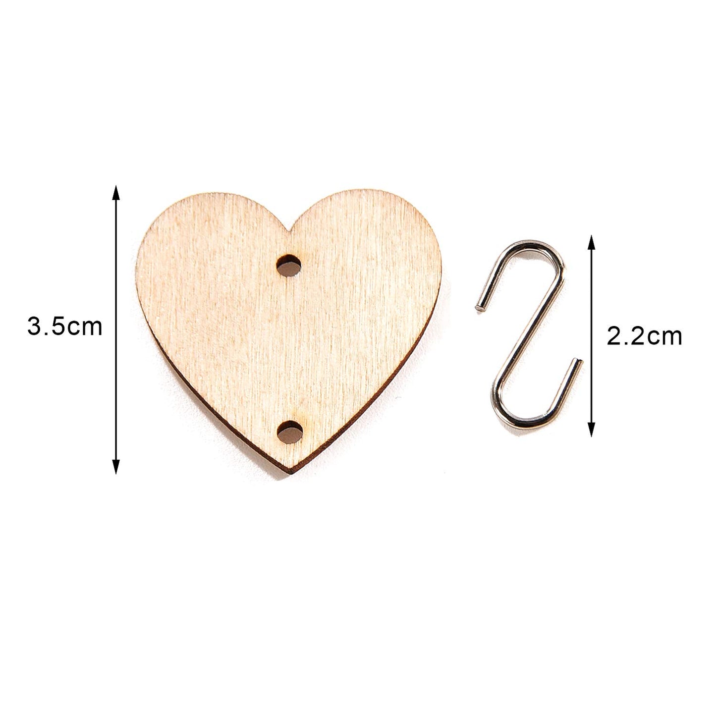 240 Pieces in Total, Christmas Wooden Ornaments Heart Tags Round Wood Discs with Holes and S Hook Connectors for Birthday Boards, Valentine, Chore