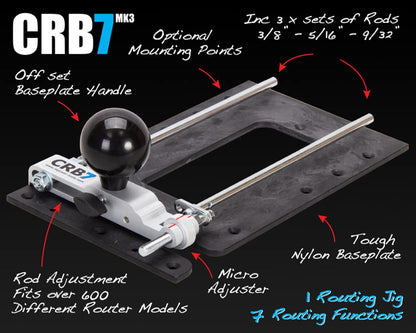 MPOWER CRB7 Combination Router Jig Mk3 *MEGA BUNDLE* 9 Separate Functions – Including Large and Small Circle Cutting Jig – Multifunctional Router