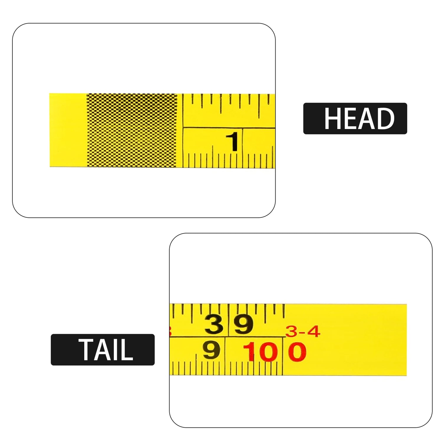 39 Inch Measure Tape with Adhesive Backing, 2 Pack Left to Right Metal Measuring Tape Sticky Measure Tape Double Scale Sticky Tape Measure Workbench Mozeat Lens