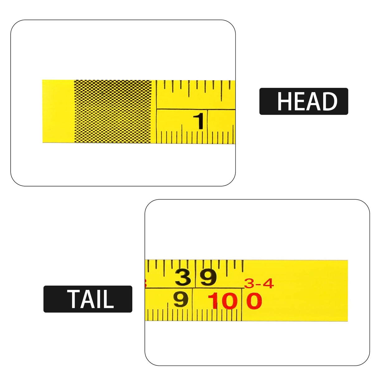 39 Inch Measure Tape with Adhesive Backing, 2 Pack Left to Right Metal Measuring Tape Sticky Measure Tape Double Scale Sticky Tape Measure Workbench Mozeat Lens