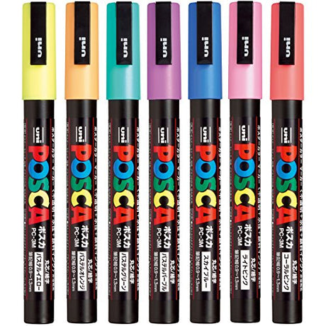 Uni Posca Paint Marker Pen, Fine Point, Set of 7 Natural Color (PC-3M 7C),Original Version Uni