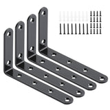 HOME MASTER HARDWARE Heavy Duty Black Steel L Corner Brace,4 Pack Shelf Bracket,5" x 3" Right Angle Bracket,Black Metal L Brackets for Shelves Wood HOME MASTER HARDWARE
