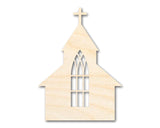 Unfinished Wood Church with Window Shape - Craft - up to 36" 5" / 1/8" 24 Hour Crafts