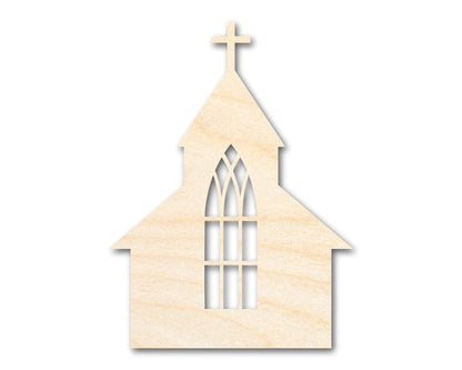 Unfinished Wood Church with Window Shape - Craft - up to 36" 5" / 1/8" - WoodArtSupply