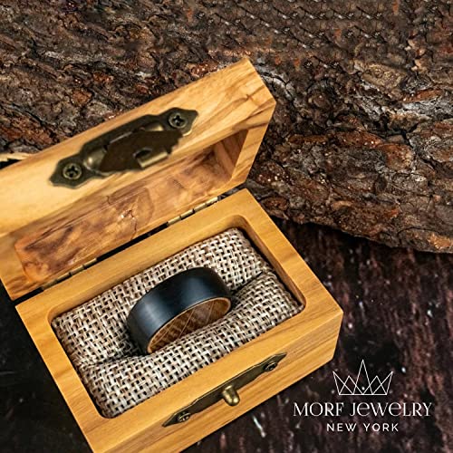 Morf Jewelry Whiskey Barrel Tungsten Wedding Band, Tungsten Wedding Wood Ring, Minimalist Couple Engagement Customized Ring, Promise Ring for Men - WoodArtSupply