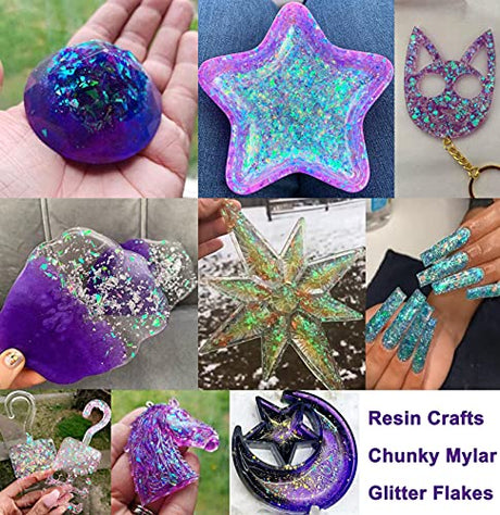 12 Colors Iridescent Chunky Glitter Flakes Kit Irregular Resin Epoxy Art Craft Paint Glitters Sparkles Accessories Festival Cosmetic Body Glitter LoveOurHome