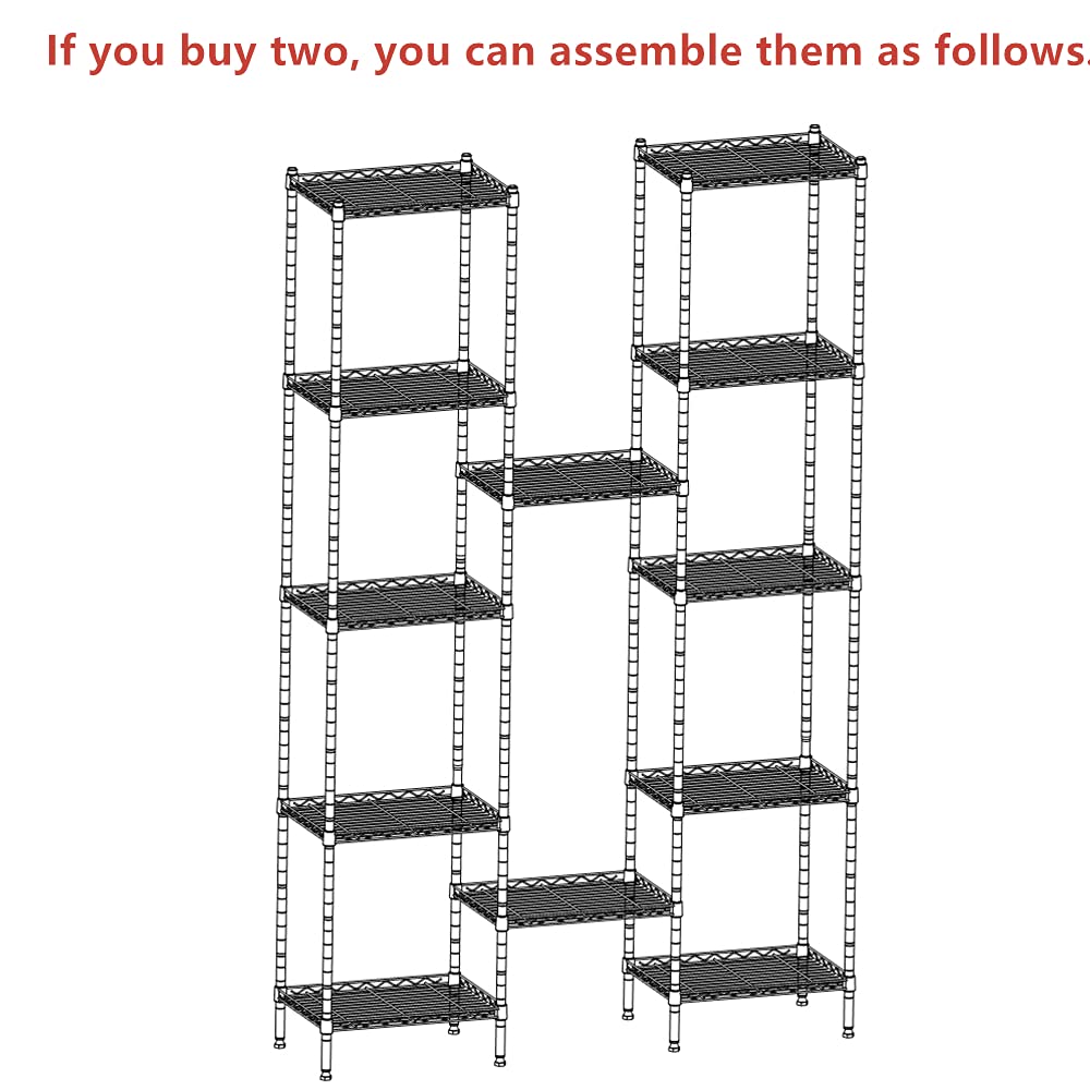 REGILLER 6 Wire Shelving Steel Storage Rack Adjustable Unit Shelves for Laundry Bathroom Kitchen Pantry Closet (Silver, 16.8L x 11.7W x 63H) - WoodArtSupply